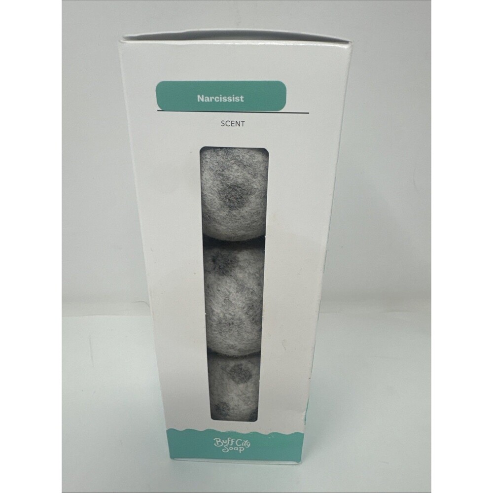 Buff City Soap 3 Piece Wool Dryer Balls Laundry Narcissist Scent NEW IN BOX